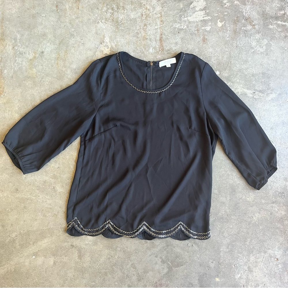 Umgee Black Sequin Blouse Size Medium